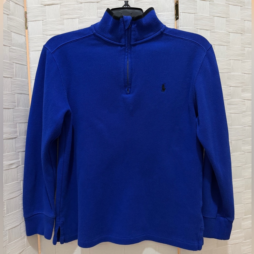 Polo Ralph Lauren Boys Royal Blue Quarter Zip Pullover Size M 10-12